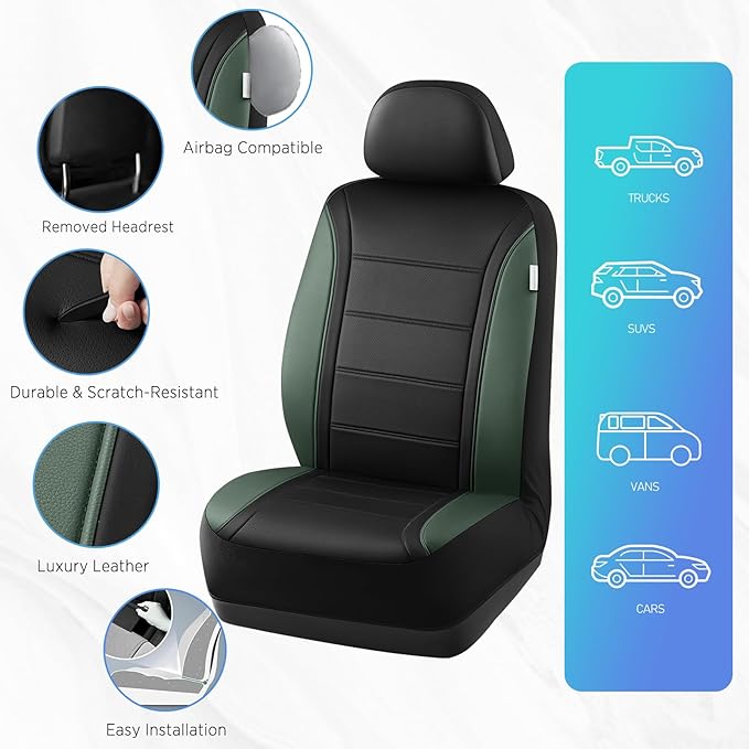 Road Comforts Leather Seat Covers, Breathable Car Seat Covers Front Seat