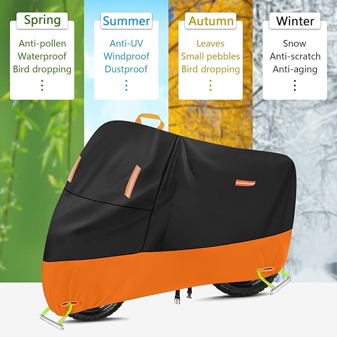 Powersports Vehicle Covers Black & Orange Waterproof Motorcycle Cover