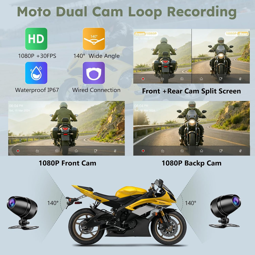 Carpuride W603DT 6.3" Motorcycle CarPlay Screen Android Auto TPMS Dash Cam