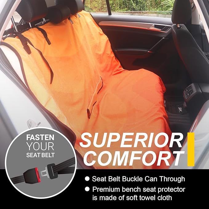 Back Seat Cover for Car Trucks Van SUV, Waterproof Rear Bench Towel Seat Covers