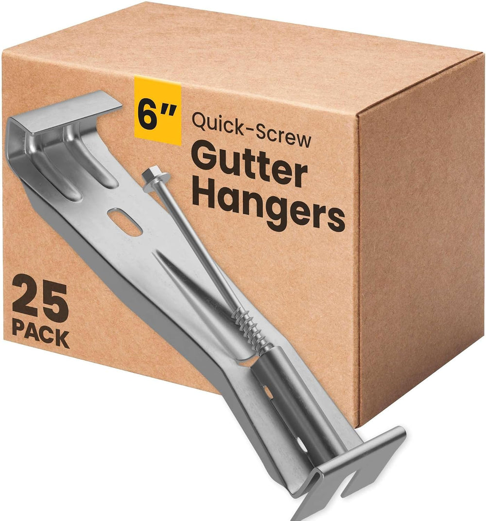 Quick-Screw 6" Gutter Hangers - Heavy Duty Hidden Gutter Brackets with P...