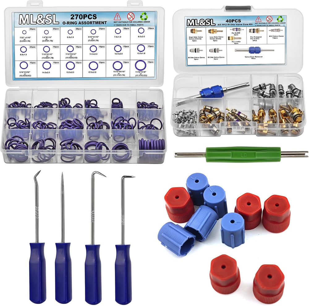 Car A/C Repair Kit, 270PCS Rubber O-Ring Seal Kit + 40PCS Car Air Conditioner...