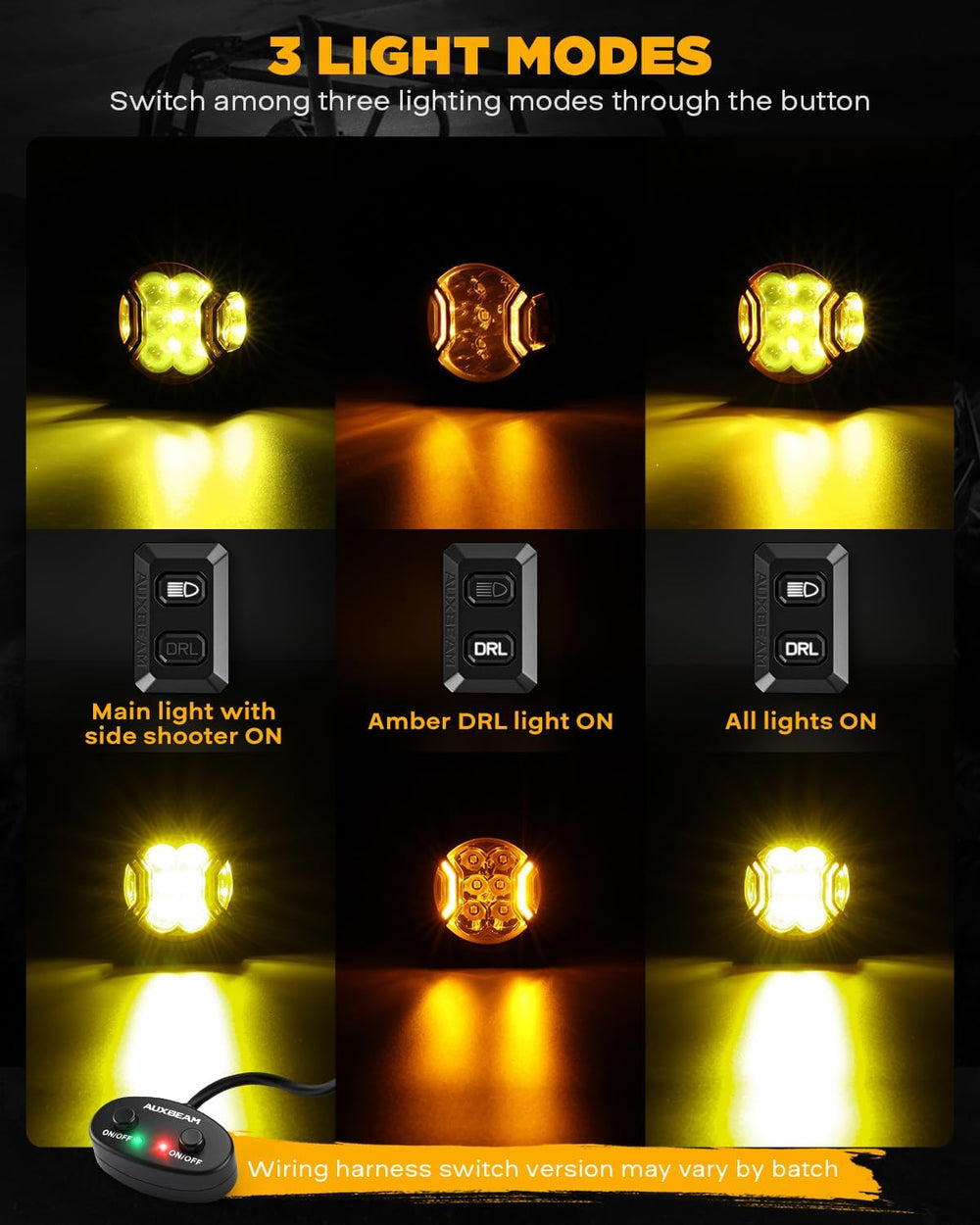 Auxbeam V-Ultra Series 3 Inch Amber Fog Light Pods Round Offroad Lights