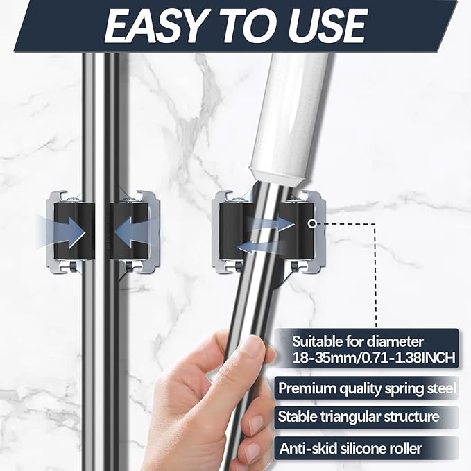3-H Mop and Broom Holder Wall Mount 25 Pack, Broom Hanger Wall Mount