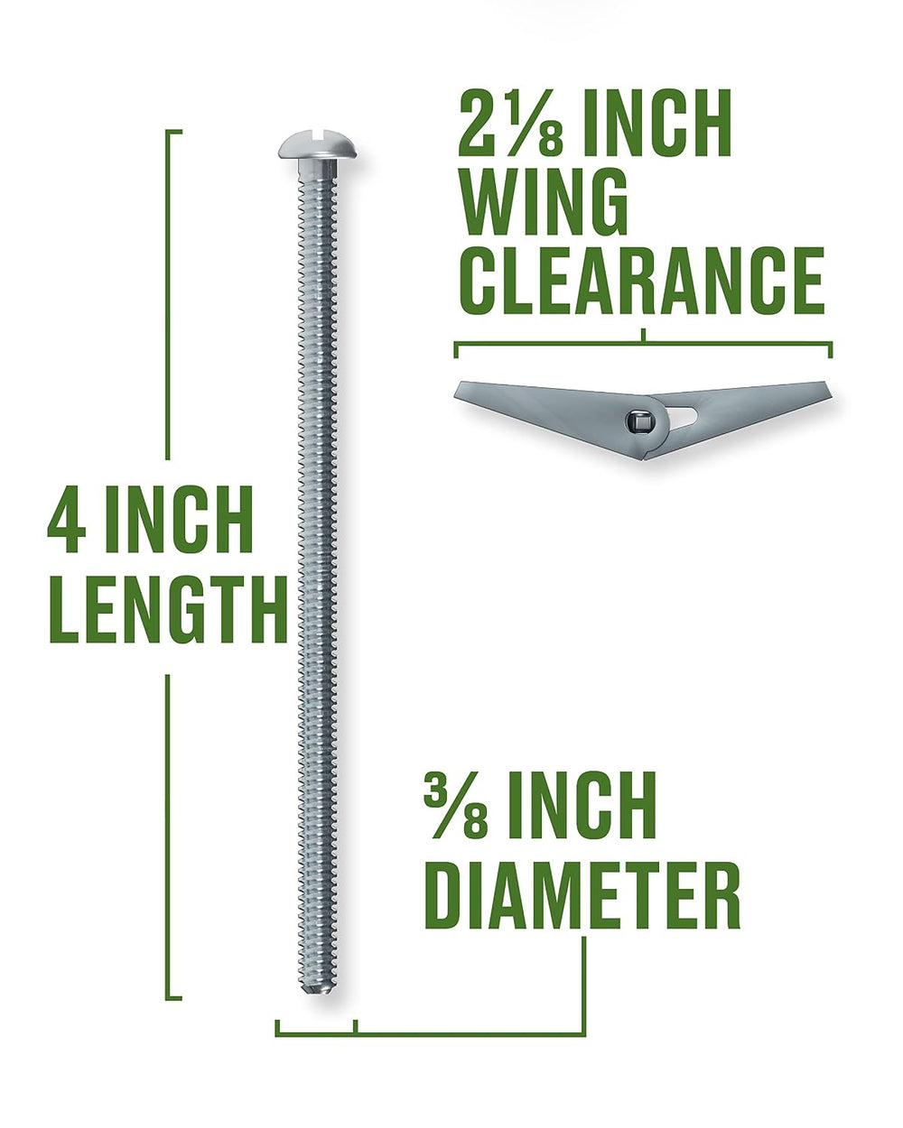 Hillman Toggle Bolts/Machine Screw Anchors, 3/8in x 4in, 25 Pack, Zinc