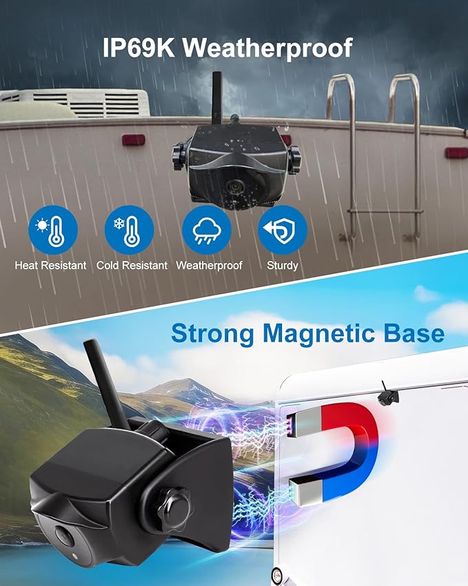 1080P Magnetic Wireless Backup Camera, WiFi Hitch Camera