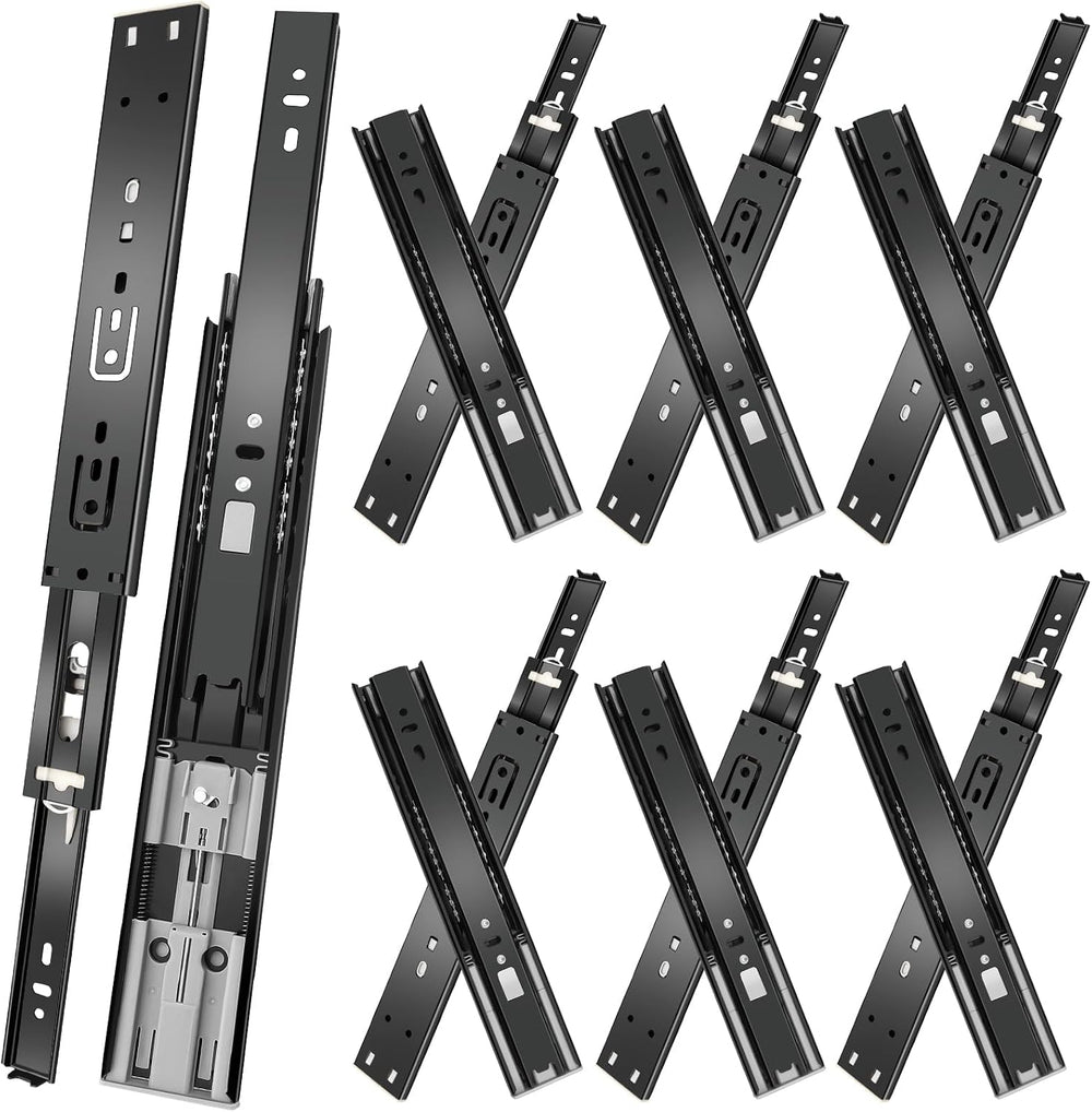 18 inch Drawer Slides 6 Pairs (12pcs) Soft Close 3 fold Full Extension Side M...