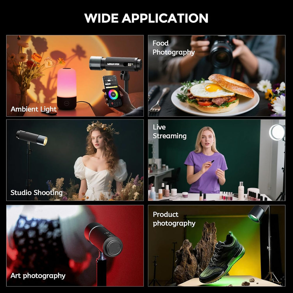 PHOTOOLEX RGB Photography Spotlight, Photography Flashlight, Optical Snoot
