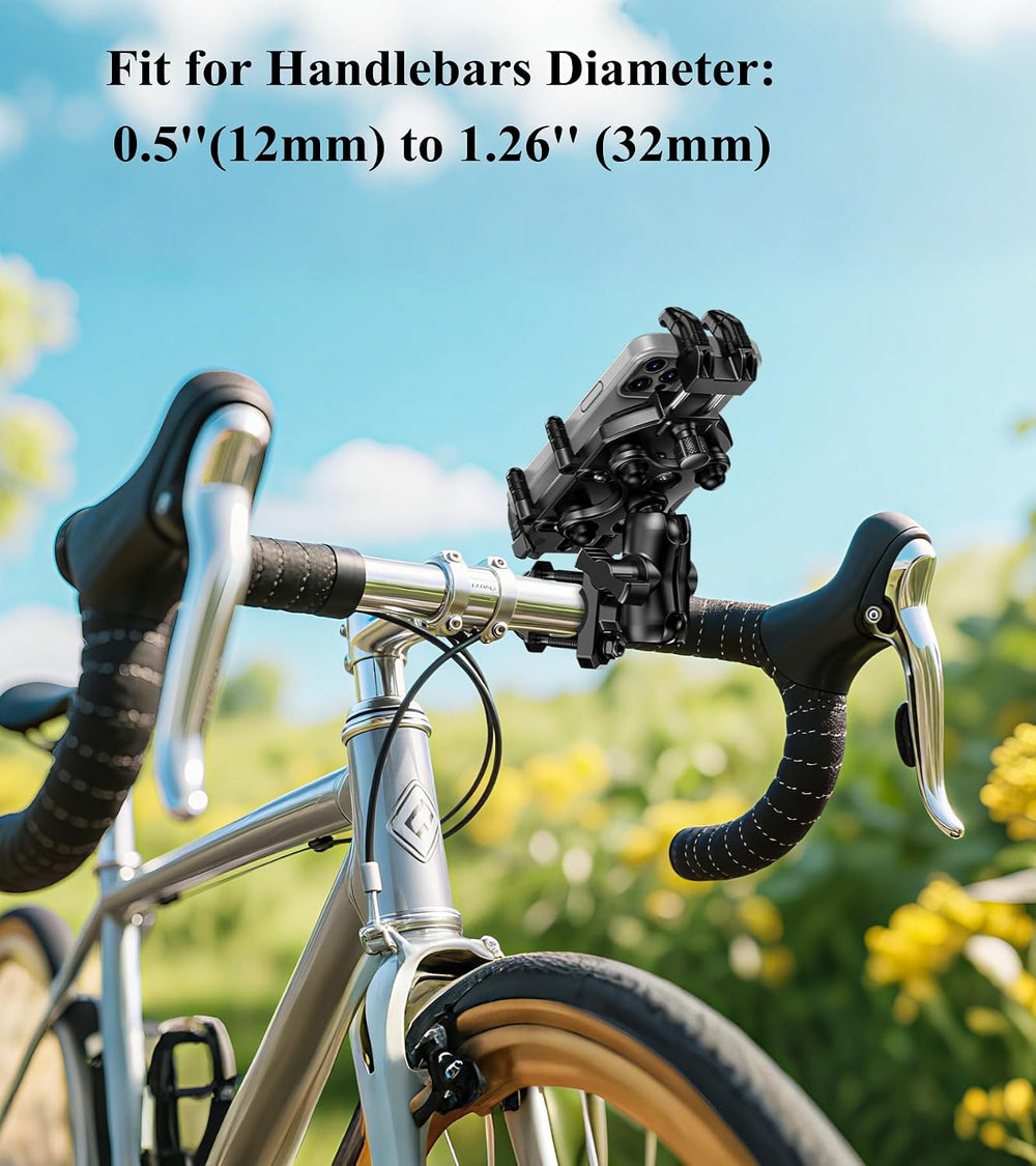 BRCOVAN Motorcycle Phone Mount Holder with Vibration Dampener & Secure Lock