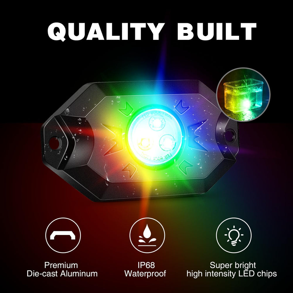 Nilight RGB LED Rock Lights Kit 10 Pods Underglow Multicolor Neon Pod