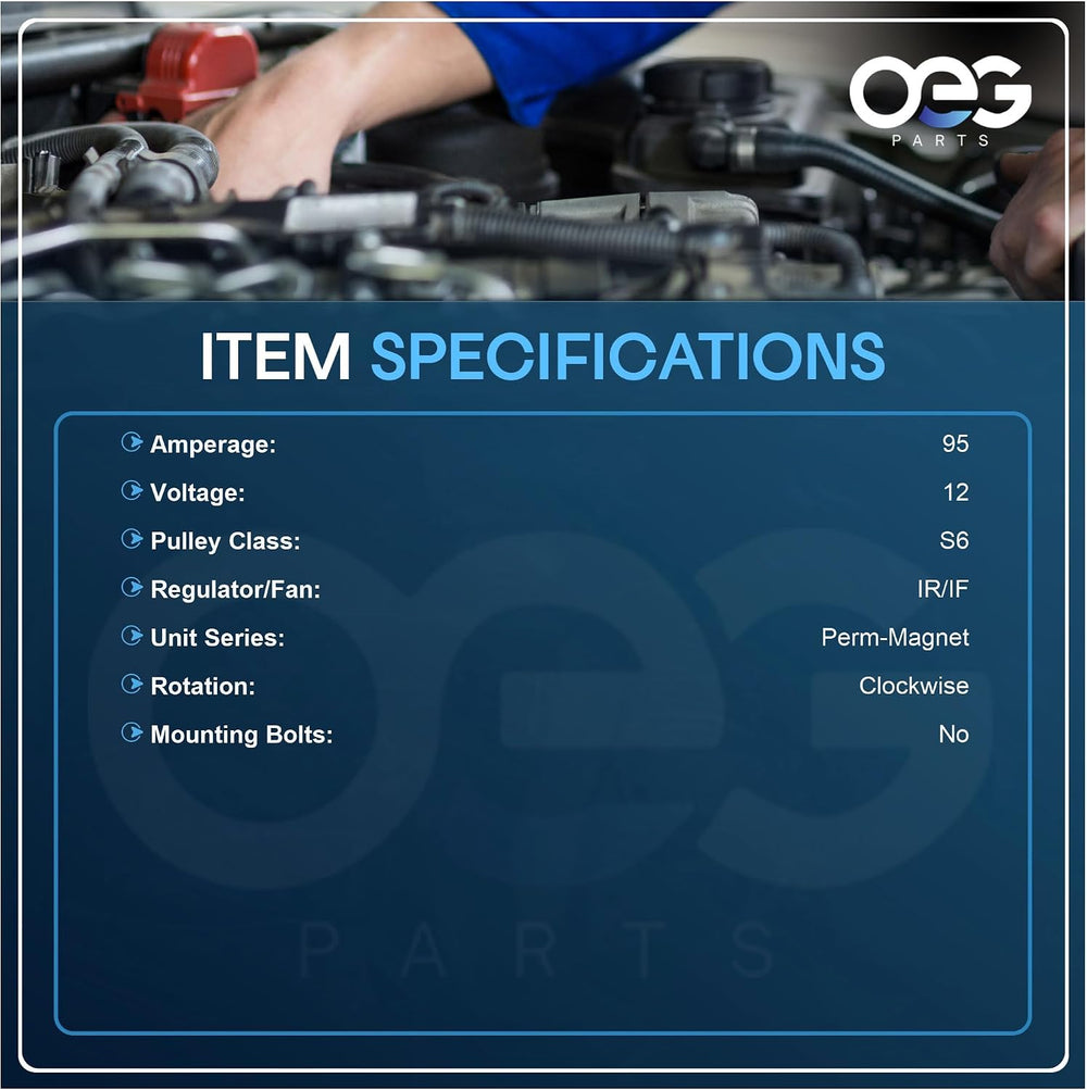 OEG Parts Alternator Fits Ford F150, Bronco 5.0L 5.8L 1993-96 F07F-10300-AA