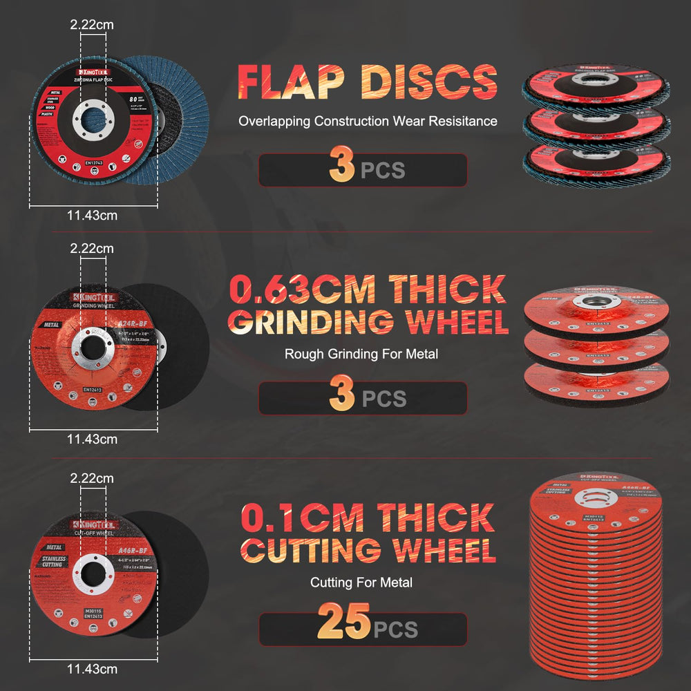 KingTool 31pcs Grinding & Cutting Wheels 4 1/2 inch Grinder Disc Set - 25...