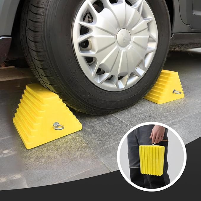 Premium 4 pcs Heavy Duty Wheel Tire Chocks, Vehicle Chocks