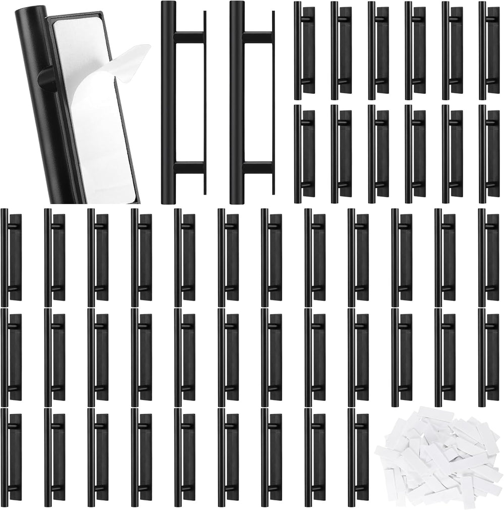 Barydat 50 Pack Self Stick Push Pull Helper Stick on Drawer Pulls ABS Plastic...