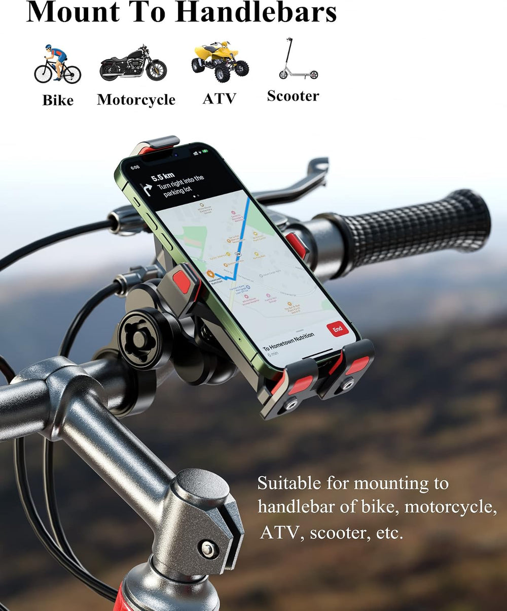 BRCOVAN Anti-Theft Aluminum Alloy Motorcycle Phone Mount Holder