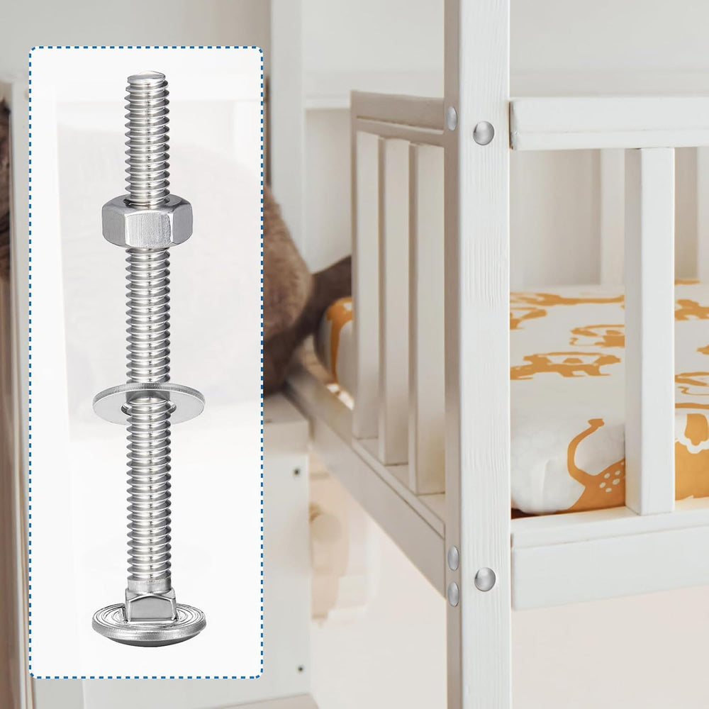 Zonon 100 Sets 1/4-20 x 3 Carriage Bolts and Nuts Kit,Silver