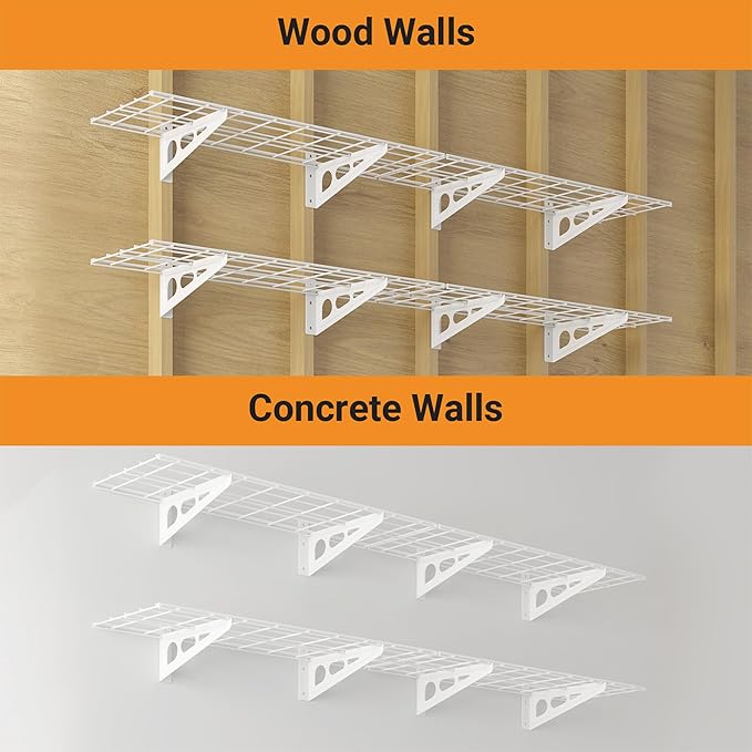 1x6 ft Garage Shelving, Pantry Storage, 600 lbs Total Load Capacity Wall (2-P...
