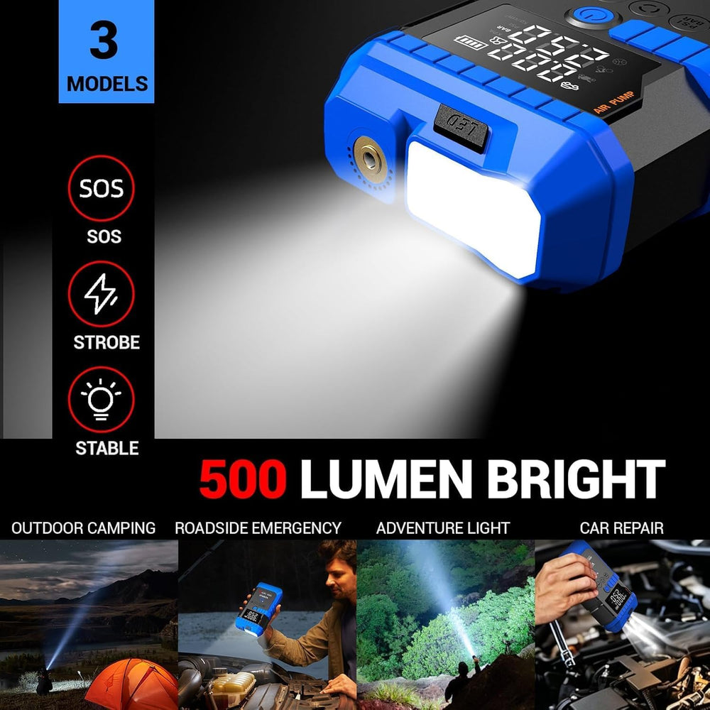 Jump Starter with Tire Inflator Portable Roadside Emergency Car Kit