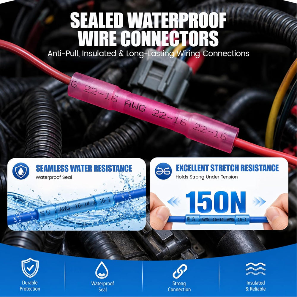 Heat Shrink Butt Connectors Kit 300 PCS, Waterproof Wire Connectors