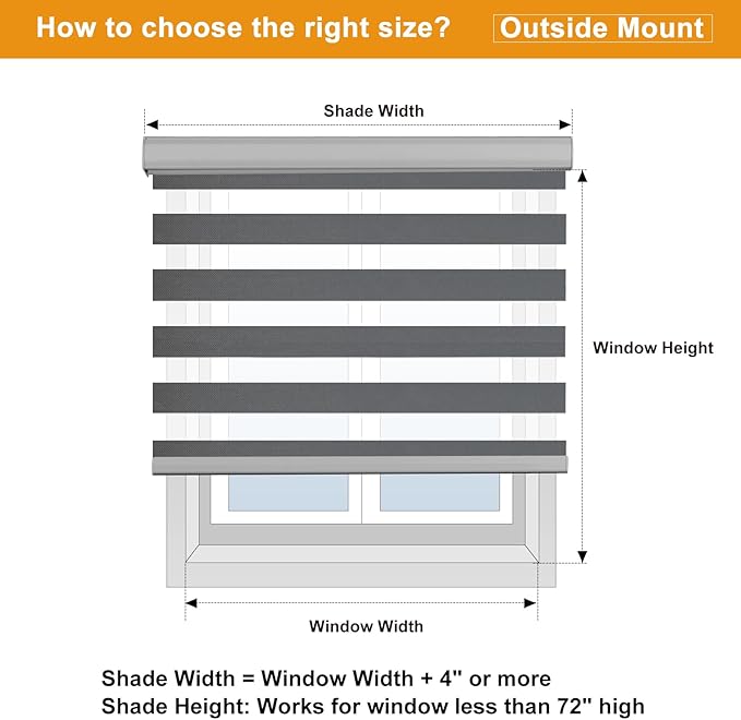 Persilux Cordless Zebra Shades Free-Stop Window Shades Dual Layer Light Control