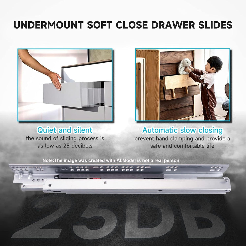 Hitess 6 Pair 18 Inch Undermount Soft Close Drawer Slides Full Extension