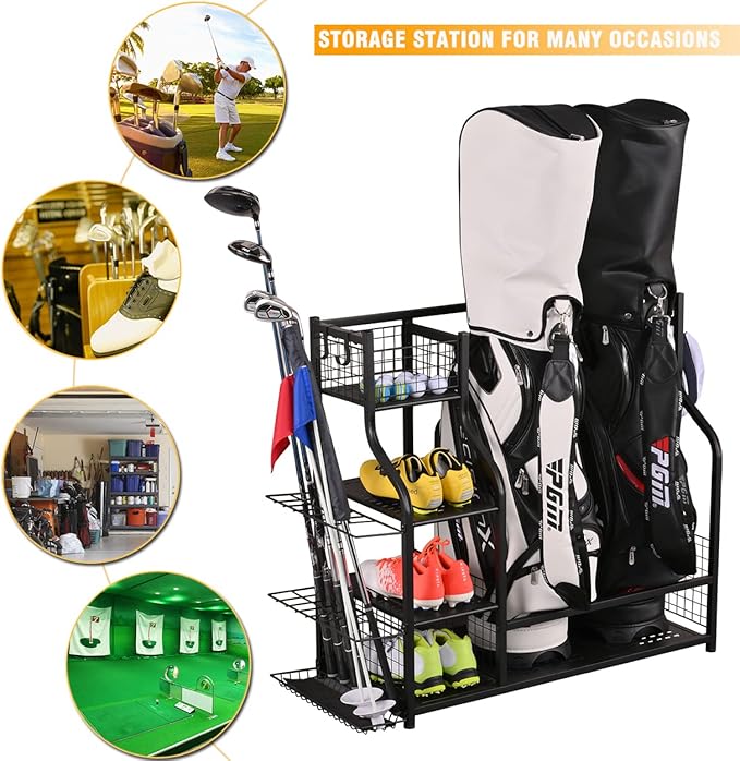 SNAIL Golf Bag Garage Storage Organizer Extra Large Size Golf Bag Rack Stand