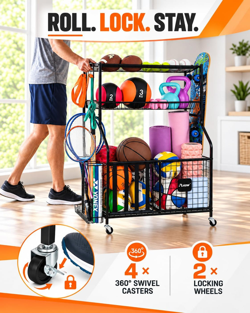 Sports Equipment Storage for Garage, Ball Storage Organizer