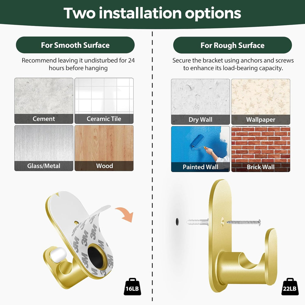 Gold Curtain Rods No Drilling 32 to 58 Inch, 2 Pack