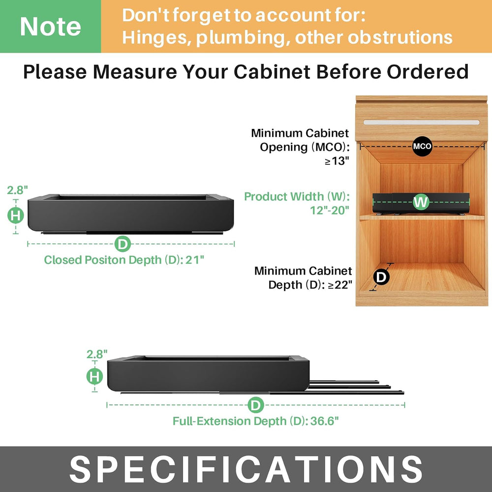 2 Pack Pull out Cabinet Organizer, Expandable(12"-20") Heavy Duty S...
