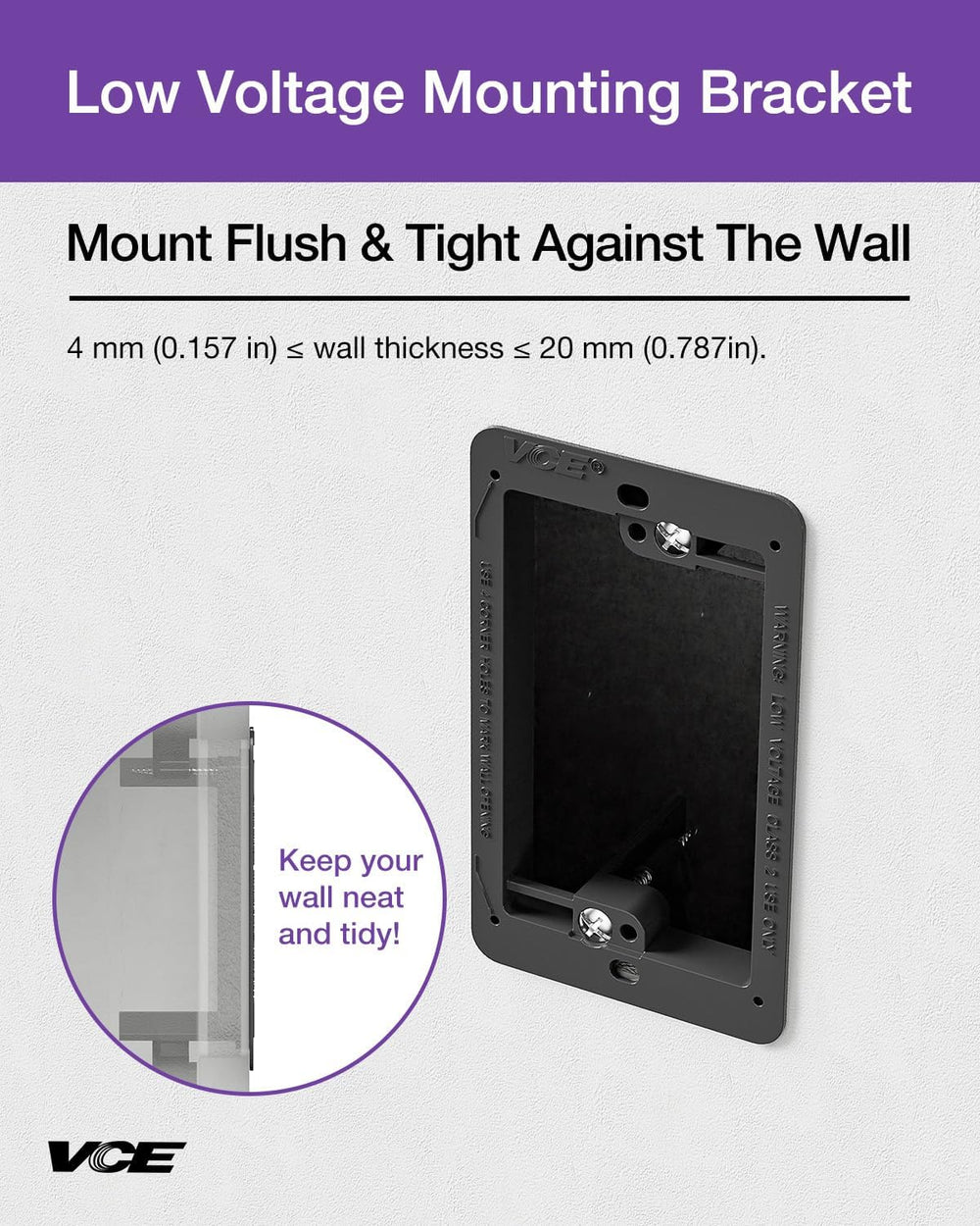 VCELINK Low Voltage Mounting Bracket, Flush Low Voltage Box, Black 25-Pack