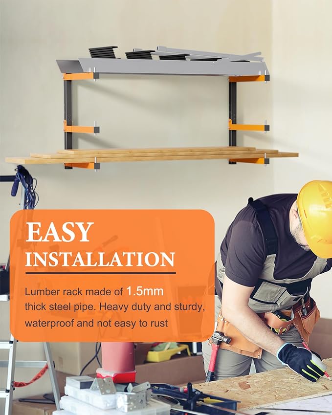 Lumber Storage Rack Wall-Mounted Lumber Racks Heavy Duty Wood Storage Rack (4...