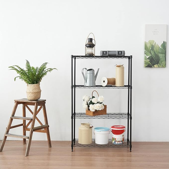 Displays By Jack 4 Tier Wire Shelving Unit Storage Rack, Metal Heavy Duty