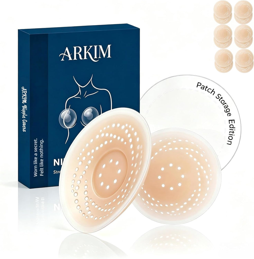 Arkim Nipple Covers Breathable 3.15"/3.94" – Self-Adhesive, Reusable