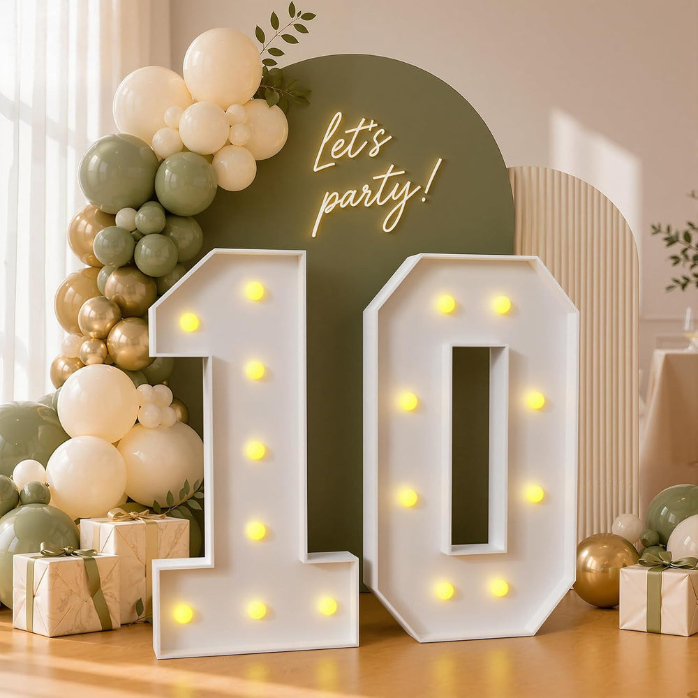 3FT 10 Marquee Numbers, Light up sign for 10th Birthday decorations