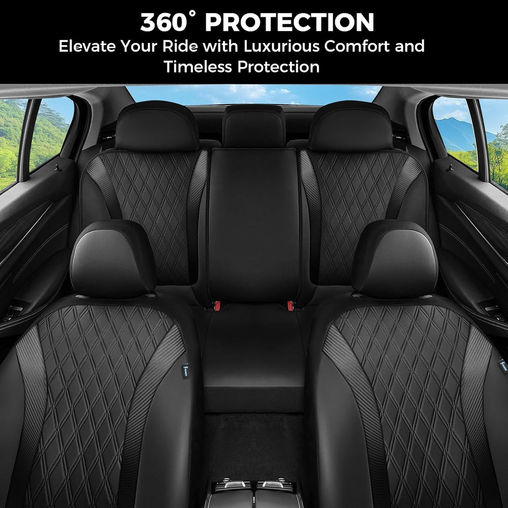 Seat Covers Full Set, Leather Seat Covers for Cars, Waterproof Car Seat Prote...