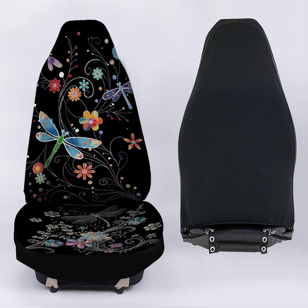 Dragonfly Floral Front Seat Covers, 2 Pack, Universal Fit