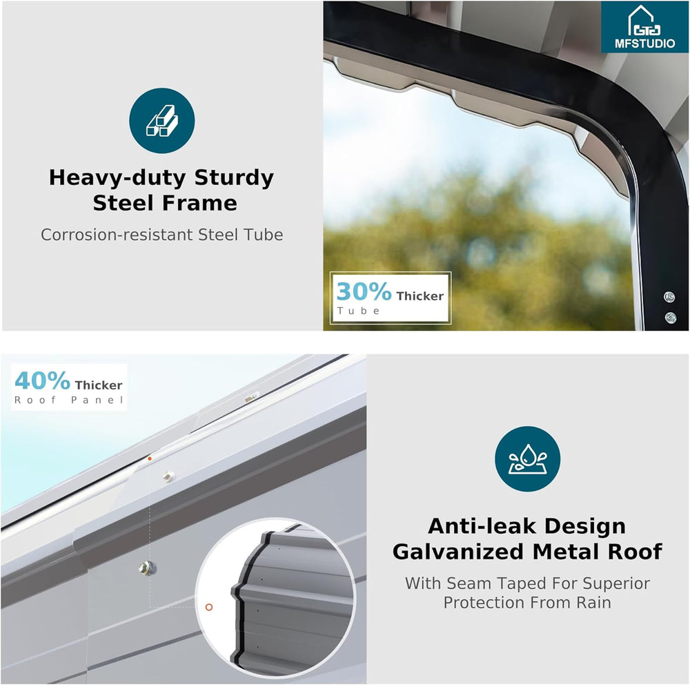 MFSTUDIO Metal Carport 12x30ft, Heavy Duty Carports Car Canopy Shelter