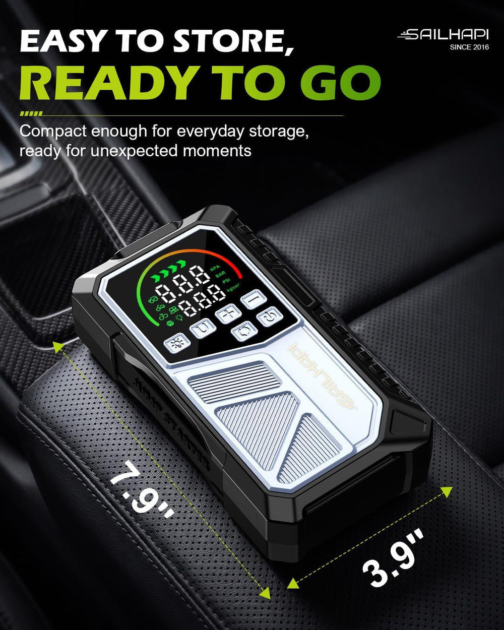 Jump Starter with Air Compressor, 5000A Car Battery Jump Box