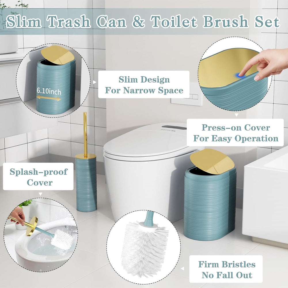 Bathroom Set, 10PC Bathroom Accessory Set, Light Blue Bathroom Accessories, B...