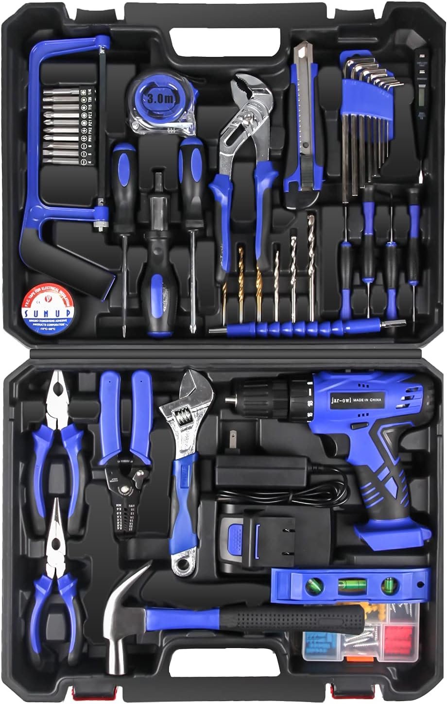 jar-owl 21V Tool Set with Drill, 350 in-lb Torque, 0-1350RMP Variable Speed, ...
