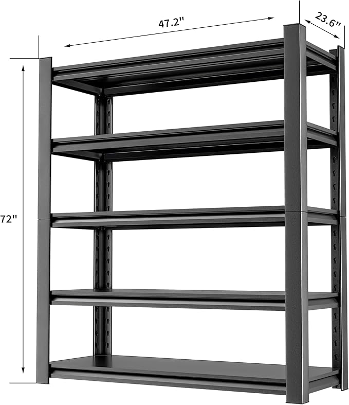 Metal Garage Storage Shelving Unit, 5-Tier Heavy Duty Adjustable Utility Shelves