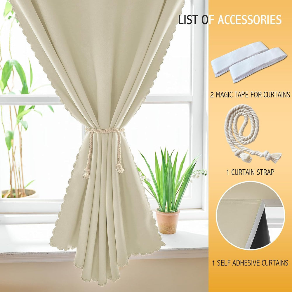 JILRON Adhesive Curtain 100% Blackout No-Drill Easy Install for Bedroom Blind...