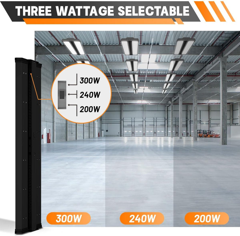 LED Linear High Bay Shop Light 2-Pack, 5000K Daylight 300W 40500LM 0-10V Dimm...