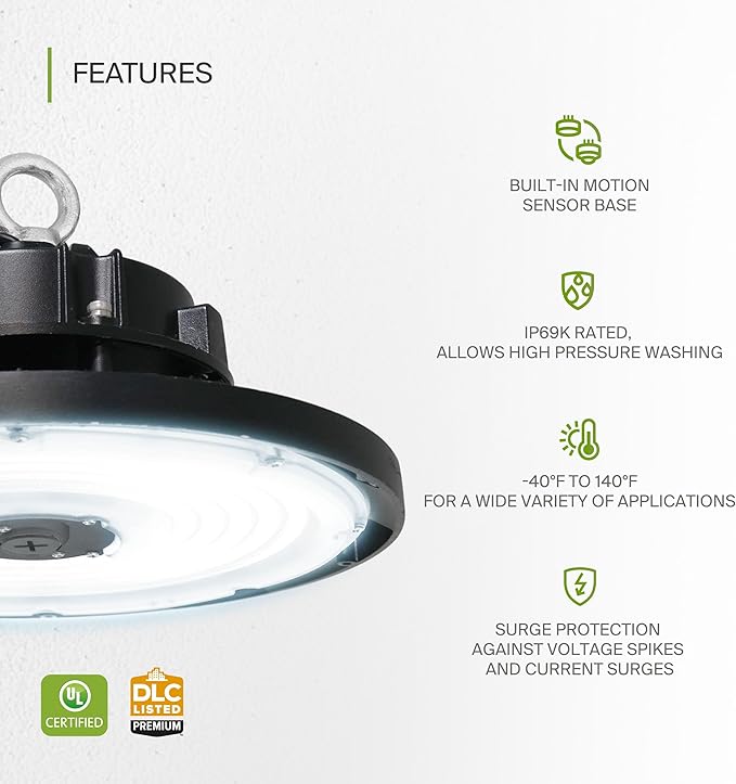 ASD LED High Bay UFO Light Fixture, Commercial Shop Lighting | Dimmable
