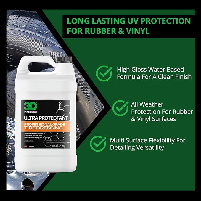3D Ultra Protectant Tire Shine Spray – Water-Based High Gloss Tire Dressing |