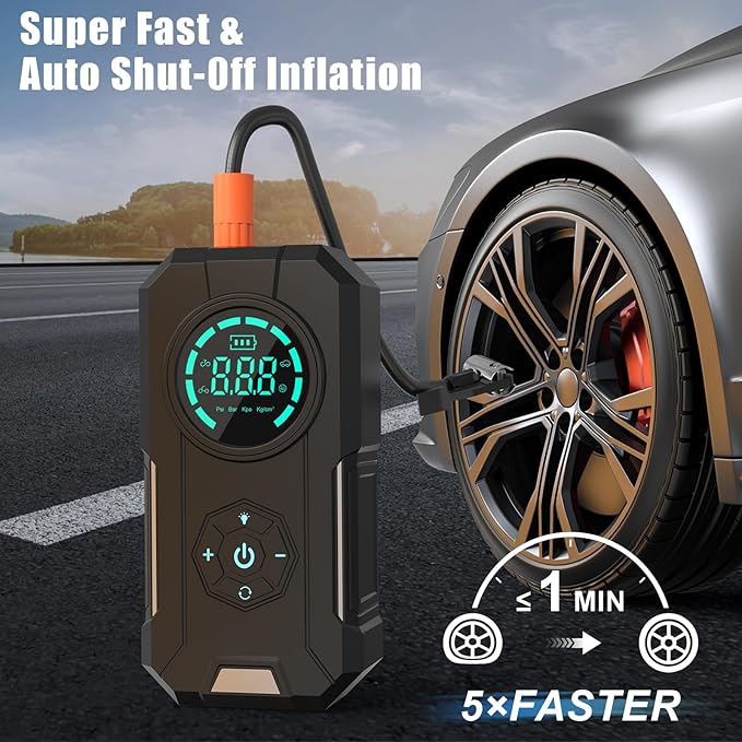 Tire Inflator Portable Air Compressor, 5X Faster Portable Air Compressor