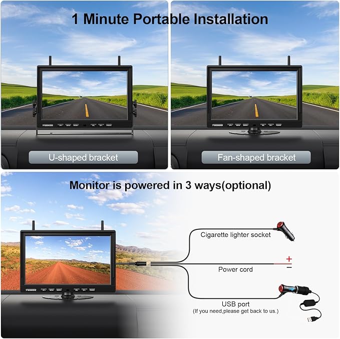 Fookoo 1080P 10" Magnetic Wireless Backup Camera 10" HD Split Scree...
