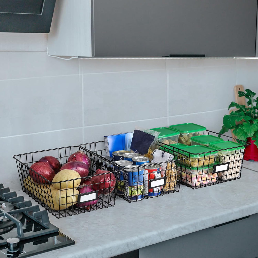 6 Pack Wire Baskets for Pantry Organization and Storage, Kitchen Organizer, 2...