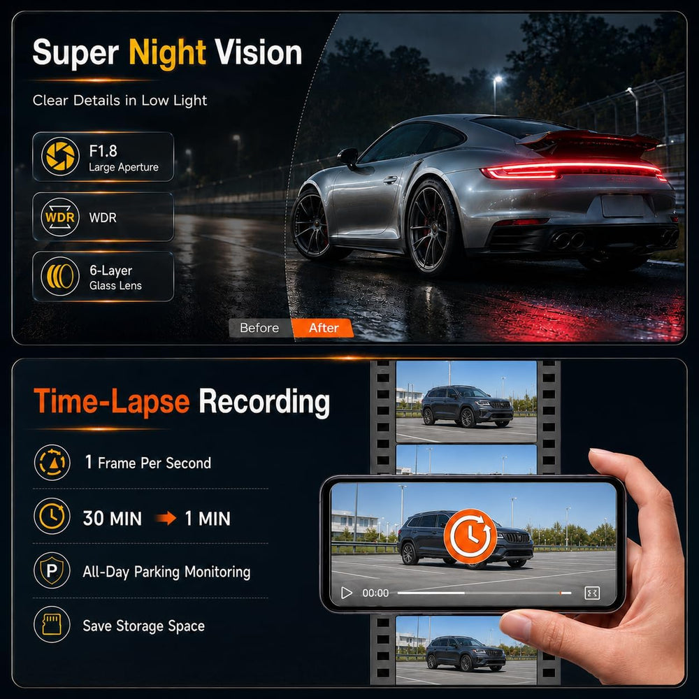 4K Mirror Dual Dash Cam for Cars, Dashcam Rearview with Night Vision WiFi