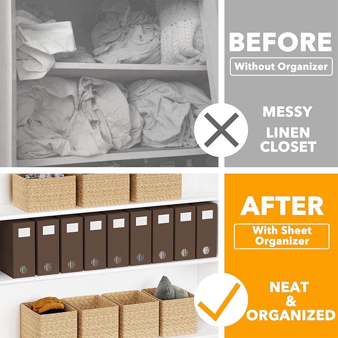SpaceAid 9 Pack Bed Sheet Organizers and Storage, Foldable Sheet Organizer